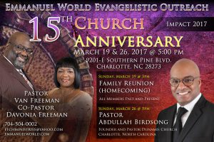 Emmanuel World Evangelistic Outreach 15th Church Anniversary